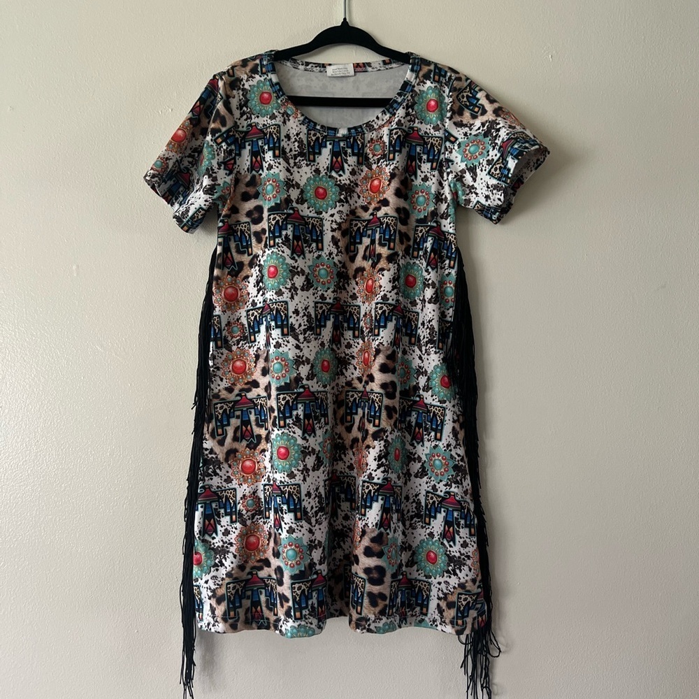 Western Patterned Kids Casual Dress